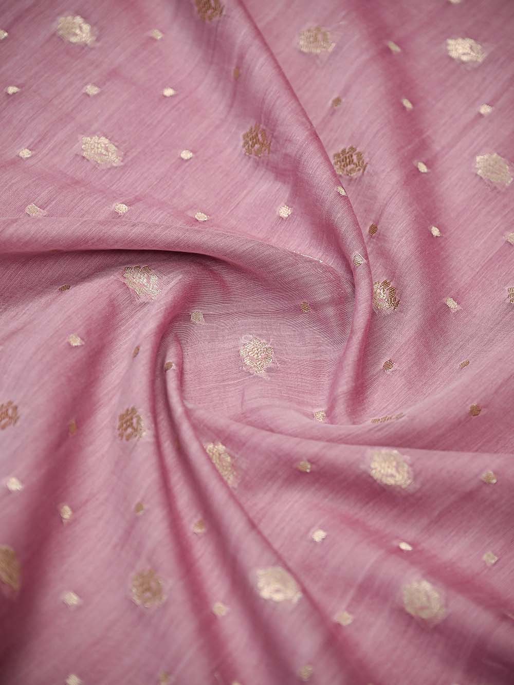 Pastel Pink Booti Cotton Silk Handloom Banarasi Suit - Sacred Weaves