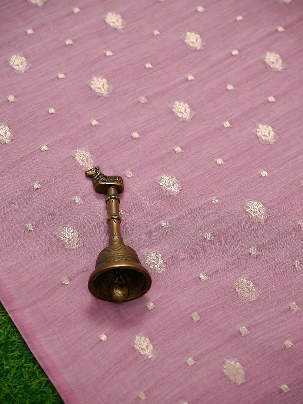 Pastel Pink Booti Cotton Silk Handloom Banarasi Suit - Sacred Weaves