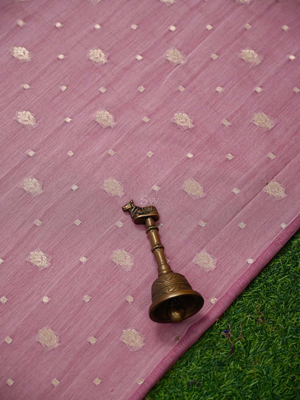 Pastel Pink Booti Cotton Silk Handloom Banarasi Suit - Sacred Weaves