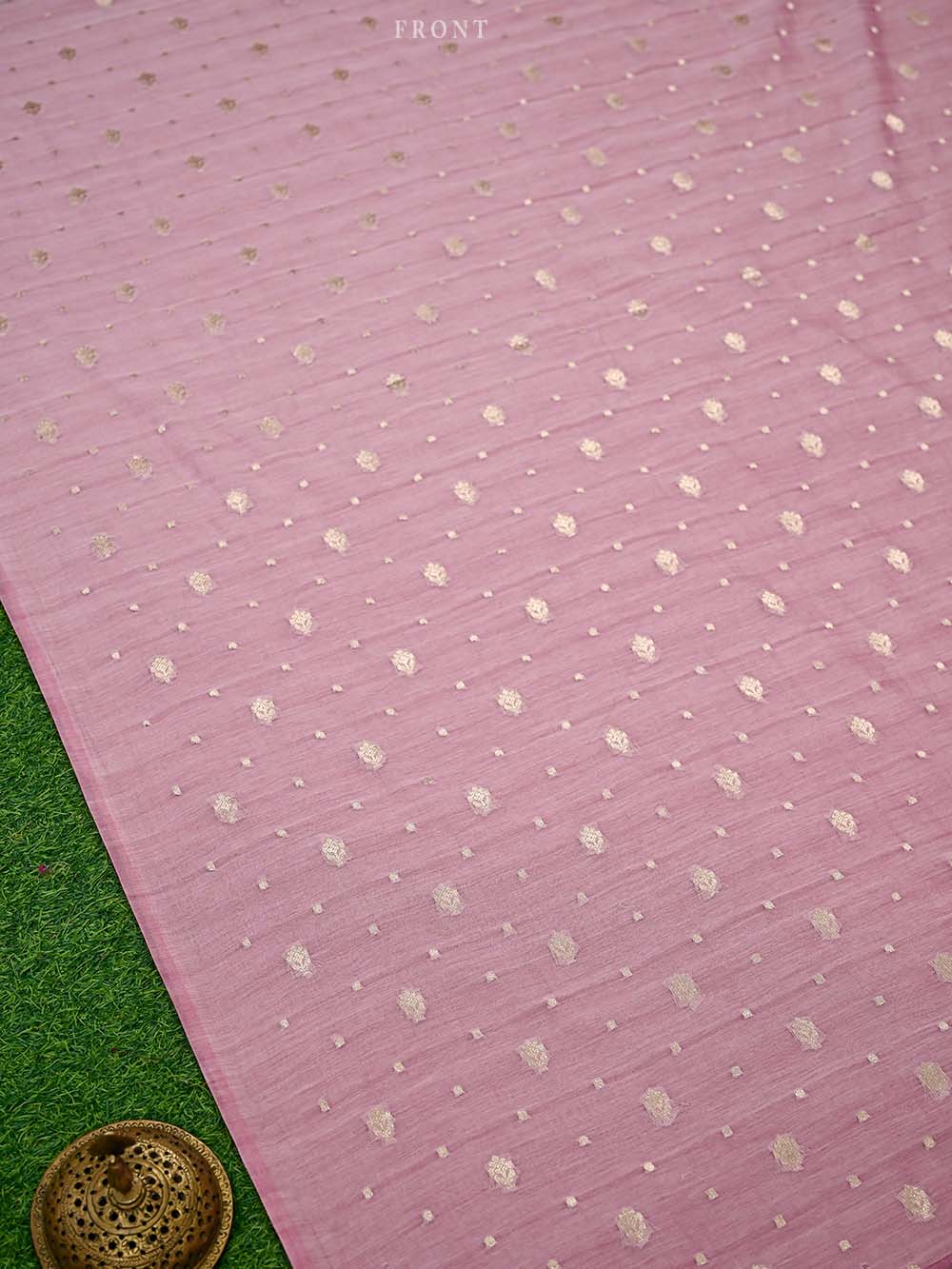 Pastel Pink Booti Cotton Silk Handloom Banarasi Suit - Sacred Weaves