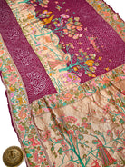 Dark Magenta Meenakari Bandhani Silk Handloom Banarasi Saree - Sacred Weaves