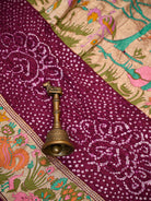 Dark Magenta Meenakari Bandhani Silk Handloom Banarasi Saree - Sacred Weaves
