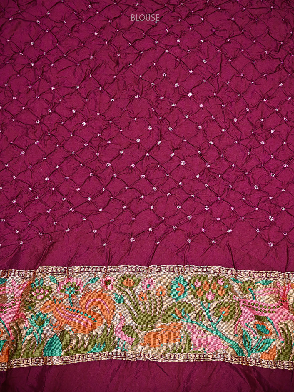 Dark Magenta Meenakari Bandhani Silk Handloom Banarasi Saree - Sacred Weaves