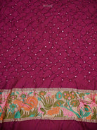 Dark Magenta Meenakari Bandhani Silk Handloom Banarasi Saree - Sacred Weaves