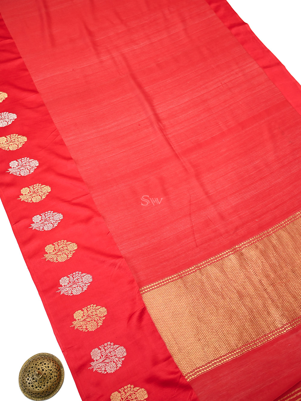 Red Cotton Silk Banarasi Saree - Sacred Weaves
