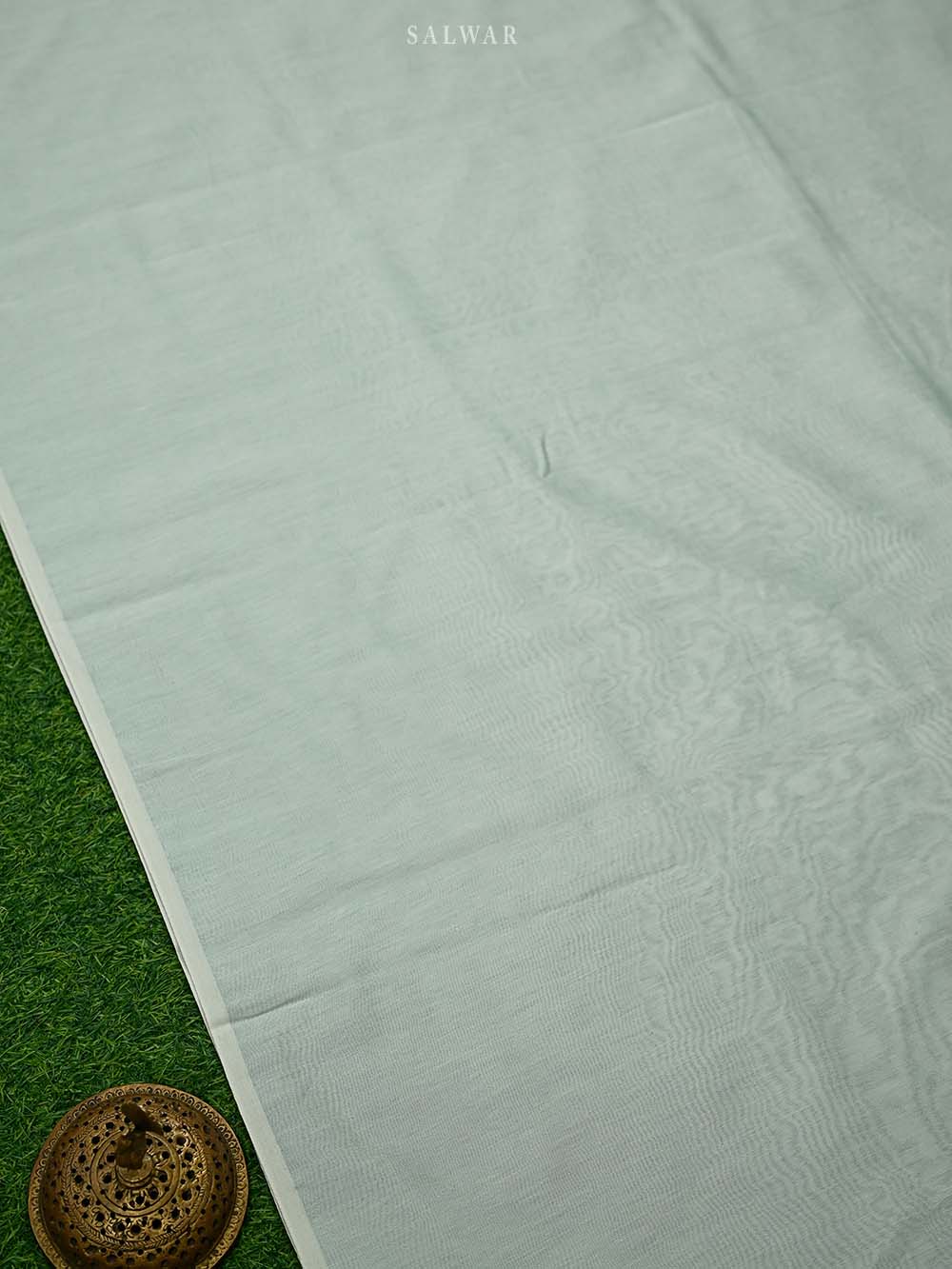 Pastel Aqua Blue Booti Cotton Silk Handloom Banarasi Suit - Sacred Weaves