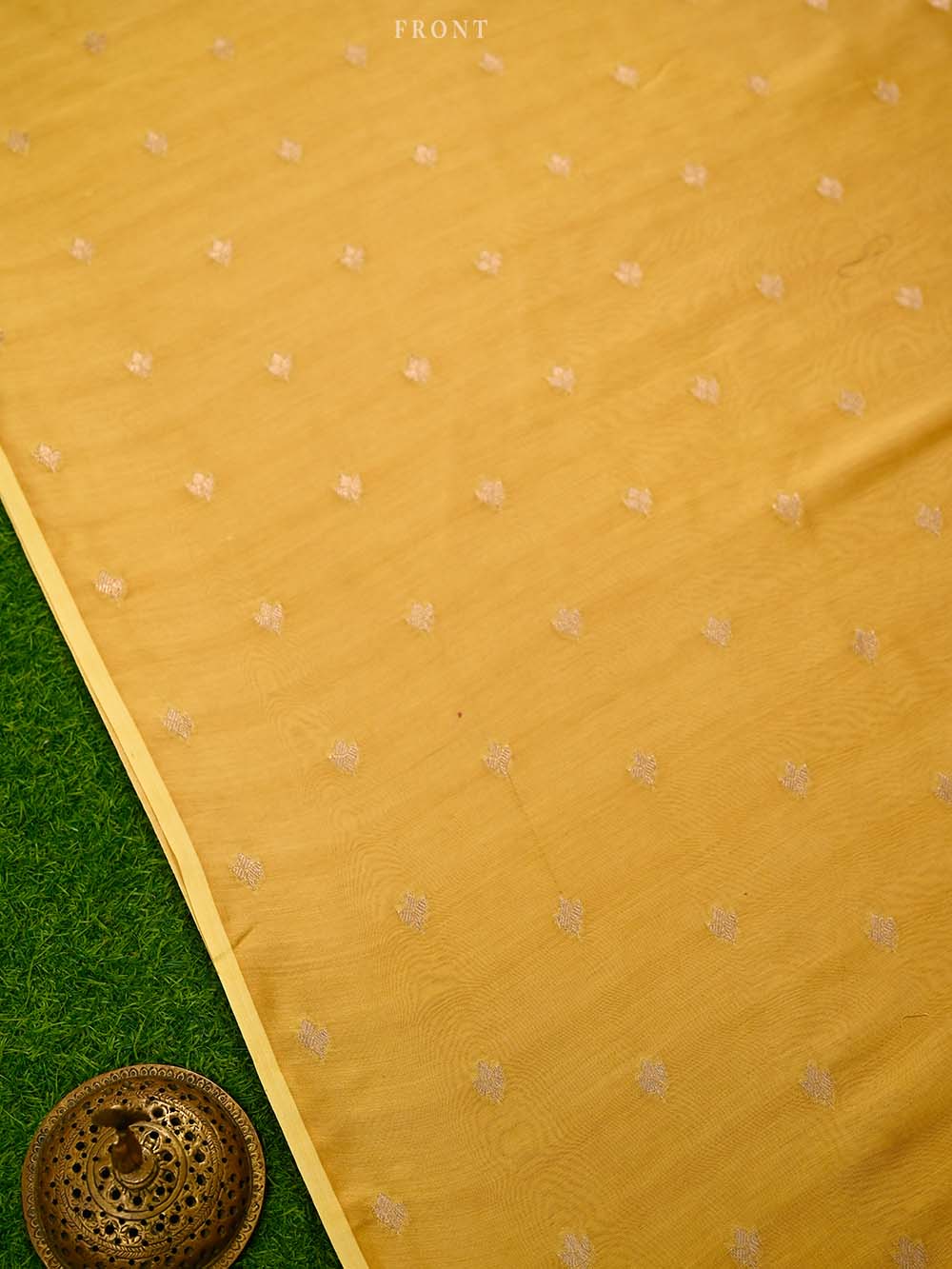 Yellow Booti Cotton Silk Handloom Banarasi Suit - Sacred Weaves