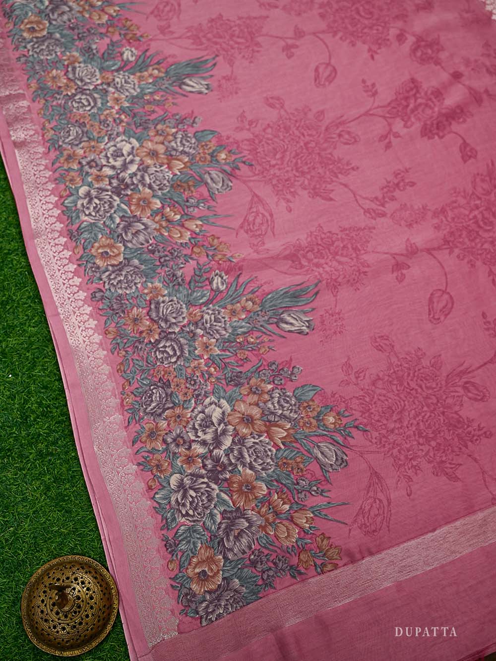 Pink Booti Cotton Silk Handloom Banarasi Suit - Sacred Weaves