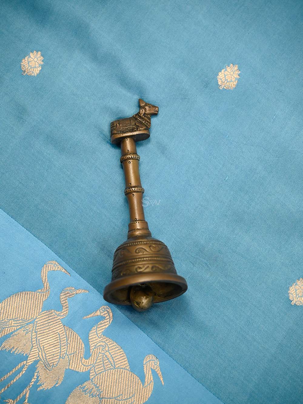 Blue Green Booti Pure Silk Handloom Banarasi Saree - Sacred Weaves