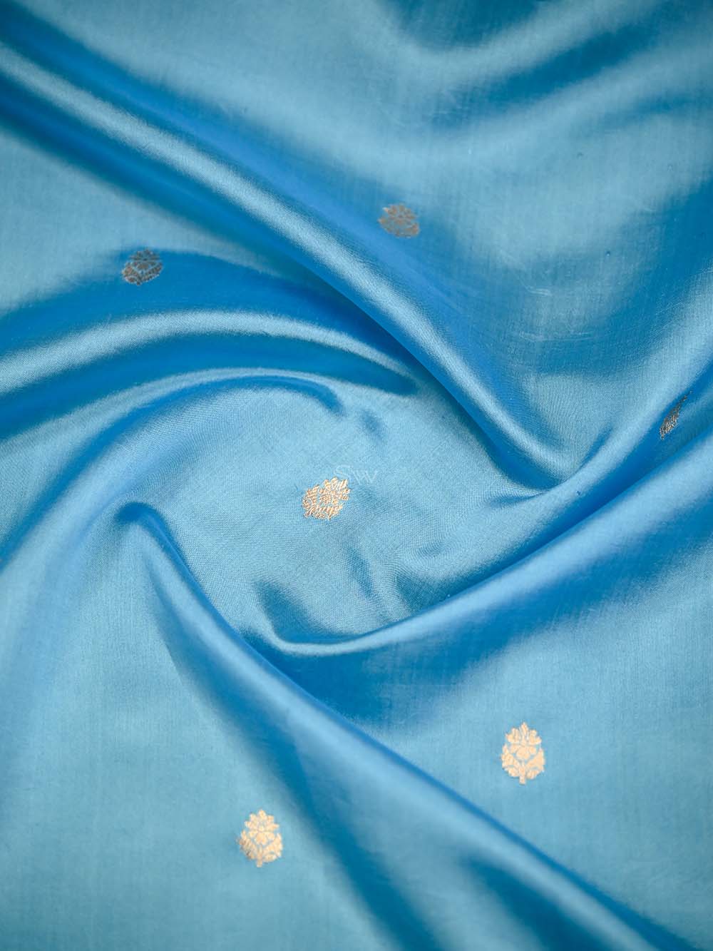 Blue Green Booti Pure Silk Handloom Banarasi Saree - Sacred Weaves