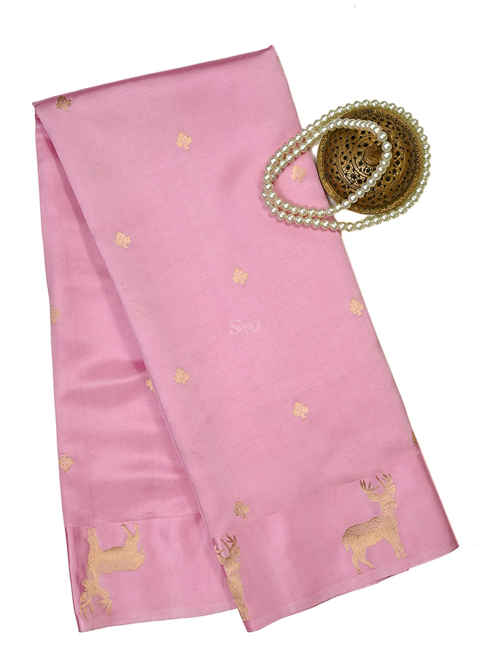 Pink Booti Pure Silk Handloom Banarasi Saree - Sacred Weaves