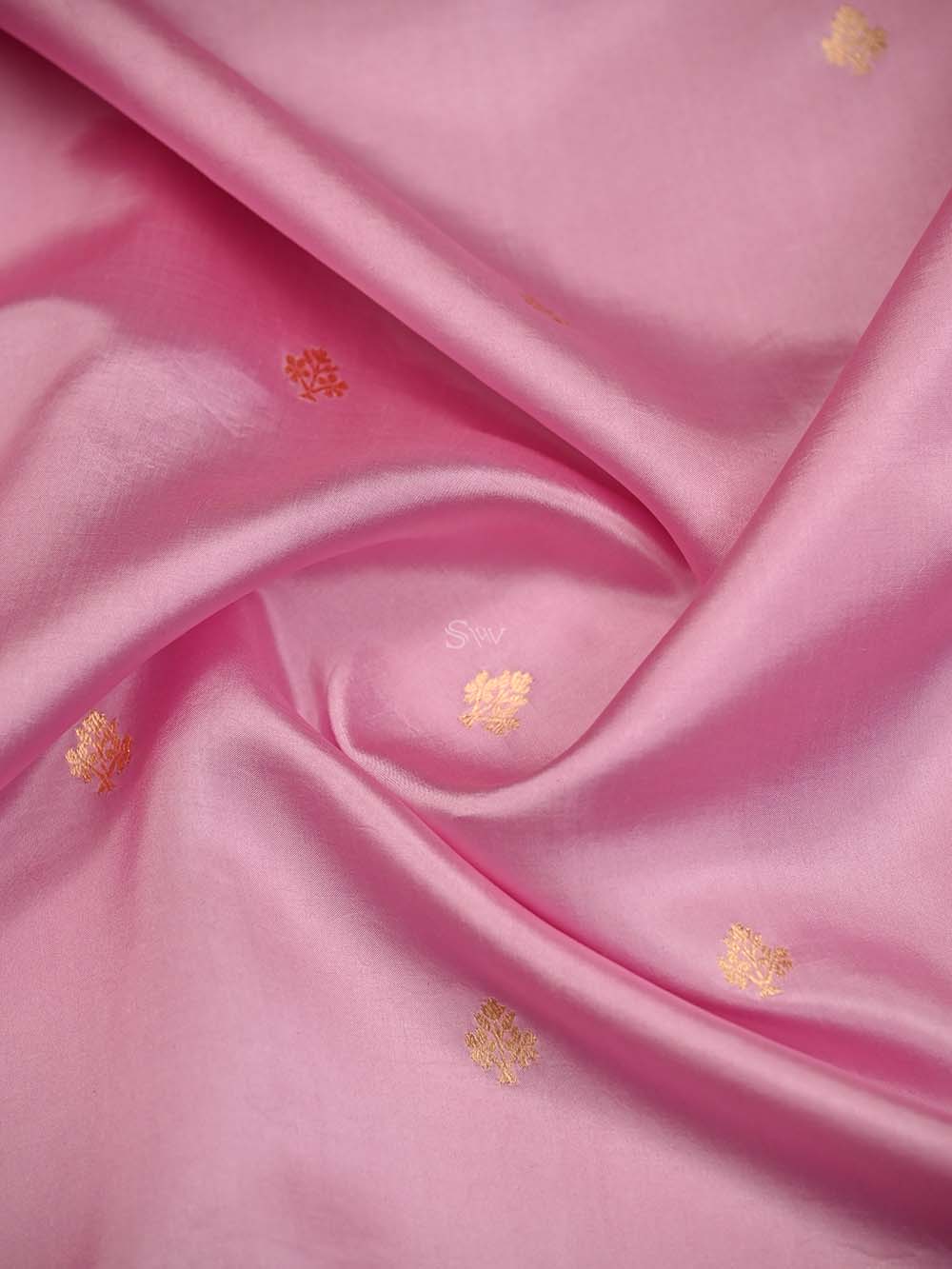 Pink Booti Pure Silk Handloom Banarasi Saree - Sacred Weaves