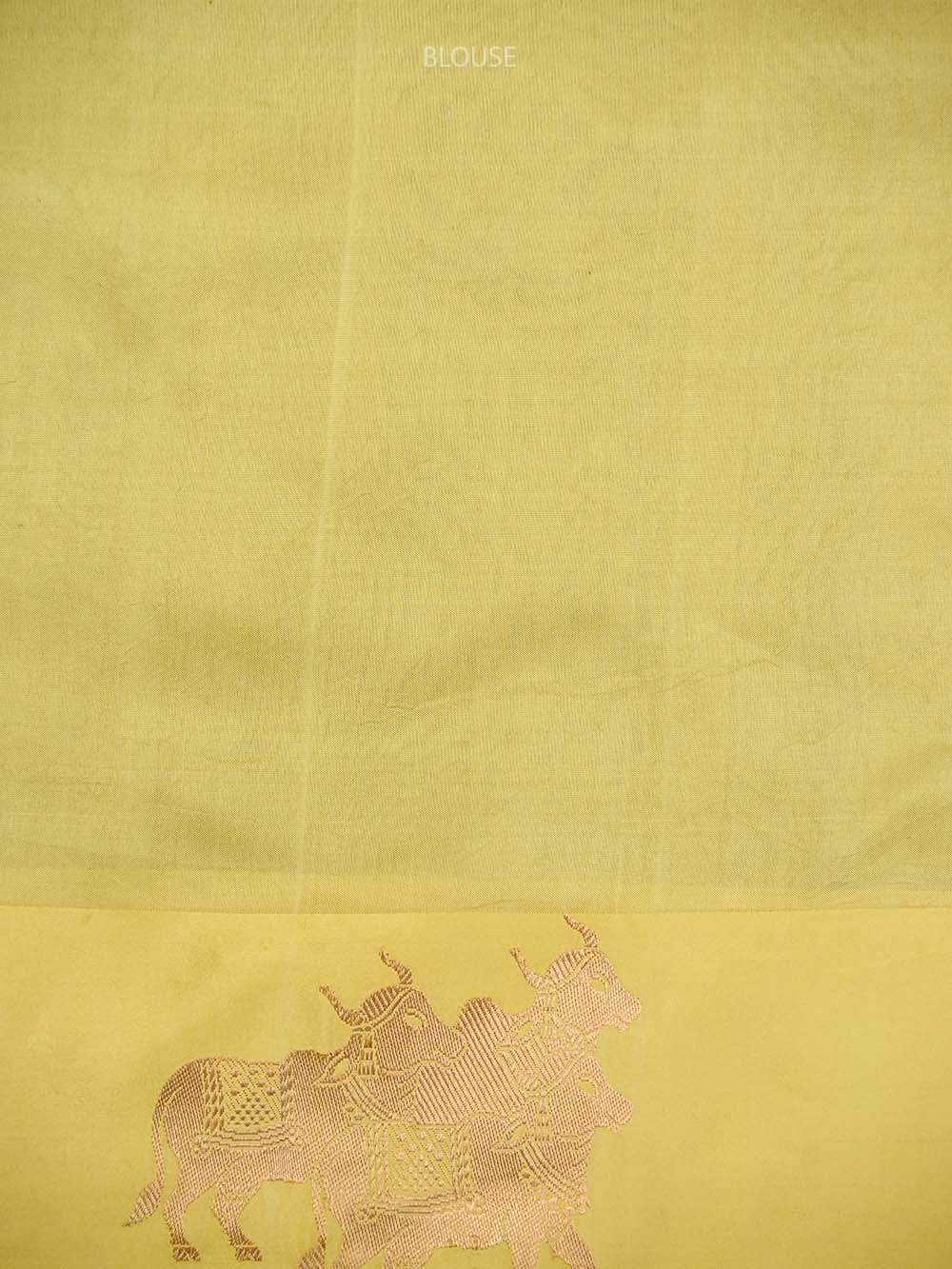 Lemon Yellow Booti Pure Silk Handloom Banarasi Saree - Sacred Weaves
