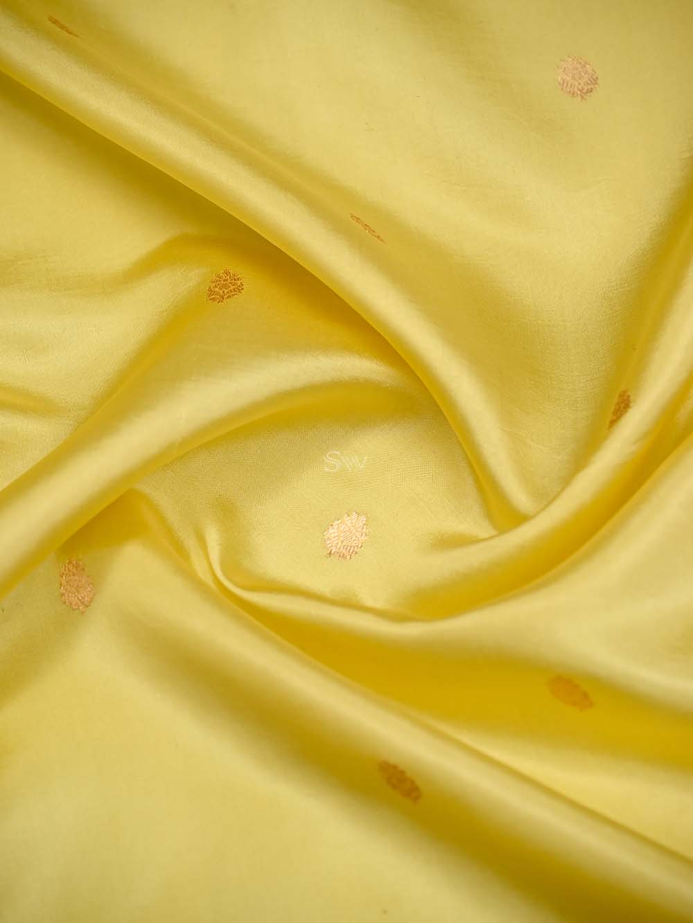 Lemon Yellow Booti Pure Silk Handloom Banarasi Saree - Sacred Weaves