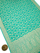Sea Green Jaal Khaddi Georgette Handloom Banarasi Saree - Sacred Weaves