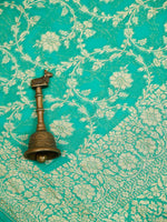 Sea Green Jaal Khaddi Georgette Handloom Banarasi Saree - Sacred Weaves