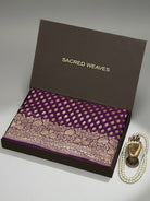 Purple Booti Khaddi Georgette Handloom Banarasi Saree - Sacred Weaves