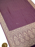 Purple Booti Khaddi Georgette Handloom Banarasi Saree - Sacred Weaves