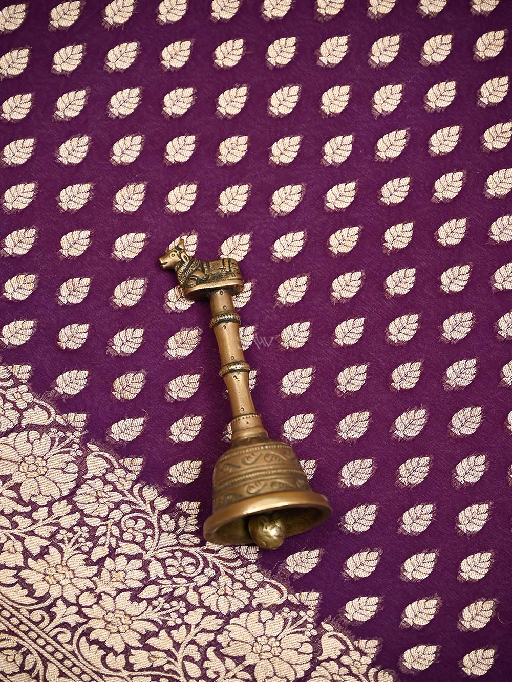 Purple Booti Khaddi Georgette Handloom Banarasi Saree - Sacred Weaves