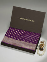 Purple Booti Khaddi Georgette Handloom Banarasi Saree - Sacred Weaves