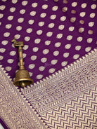 Purple Booti Khaddi Georgette Handloom Banarasi Saree - Sacred Weaves