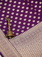 Purple Booti Khaddi Georgette Handloom Banarasi Saree - Sacred Weaves
