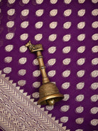 Purple Booti Khaddi Georgette Handloom Banarasi Saree - Sacred Weaves