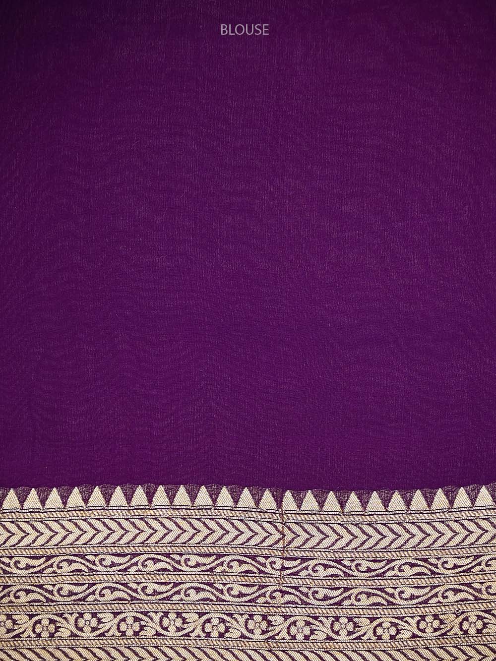Purple Booti Khaddi Georgette Handloom Banarasi Saree - Sacred Weaves