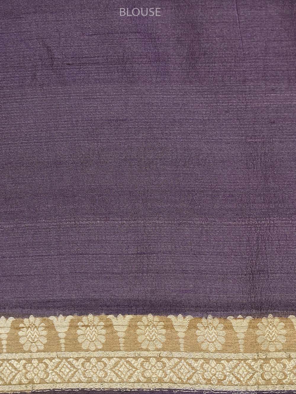 Purple Pink Rangkat Tussar Silk Handloom Banarasi Saree - Sacred Weaves