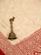 Cream Jaal Khaddi Georgette Handloom Banarasi Saree - Sacred Weaves