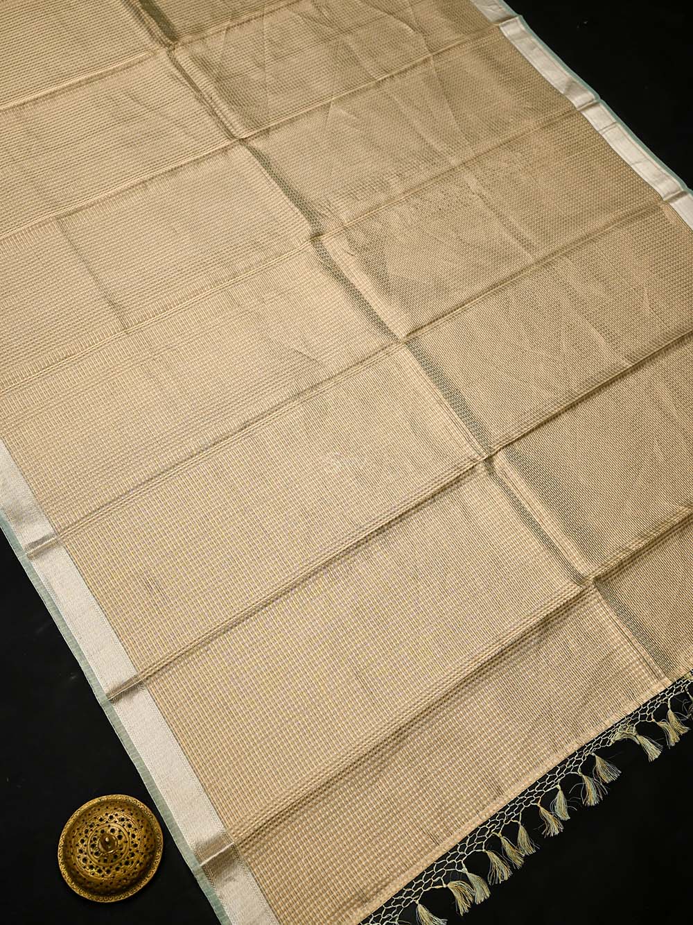 Sea Green Tissue Brocade Handloom Banarasi Dupatta - Sacred Weaves