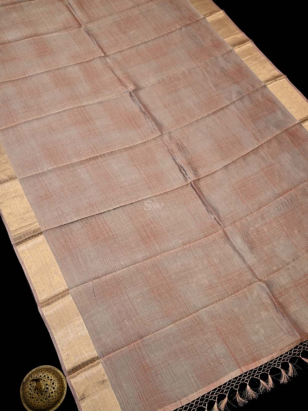 Pink Crush Tissue Handloom Banarasi Dupatta - Sacred Weaves