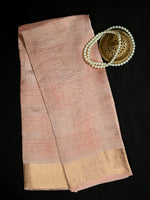 Pink Crush Tissue Handloom Banarasi Dupatta - Sacred Weaves