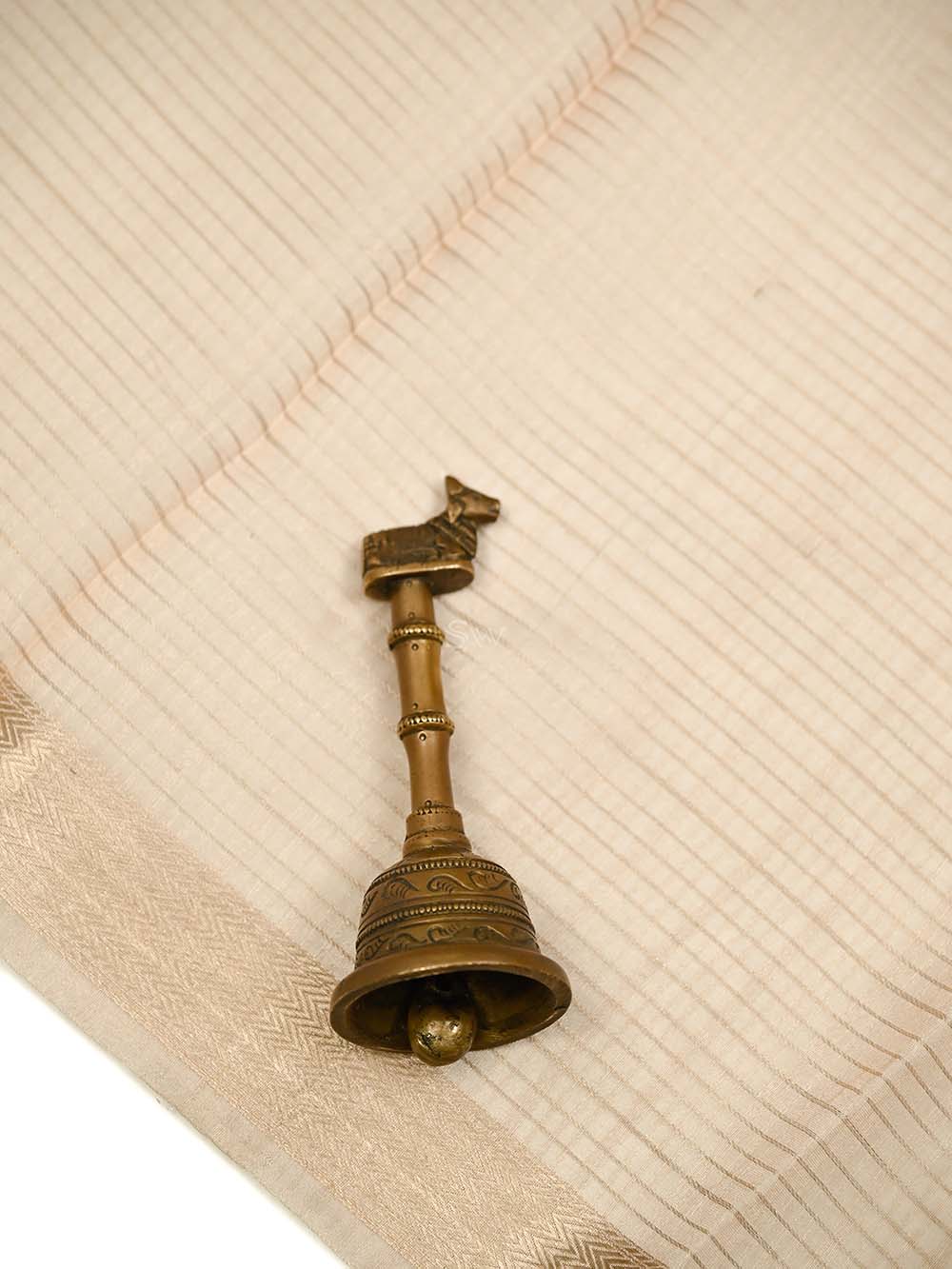 Beige Tissue Handloom Banarasi Dupatta - Sacred Weaves