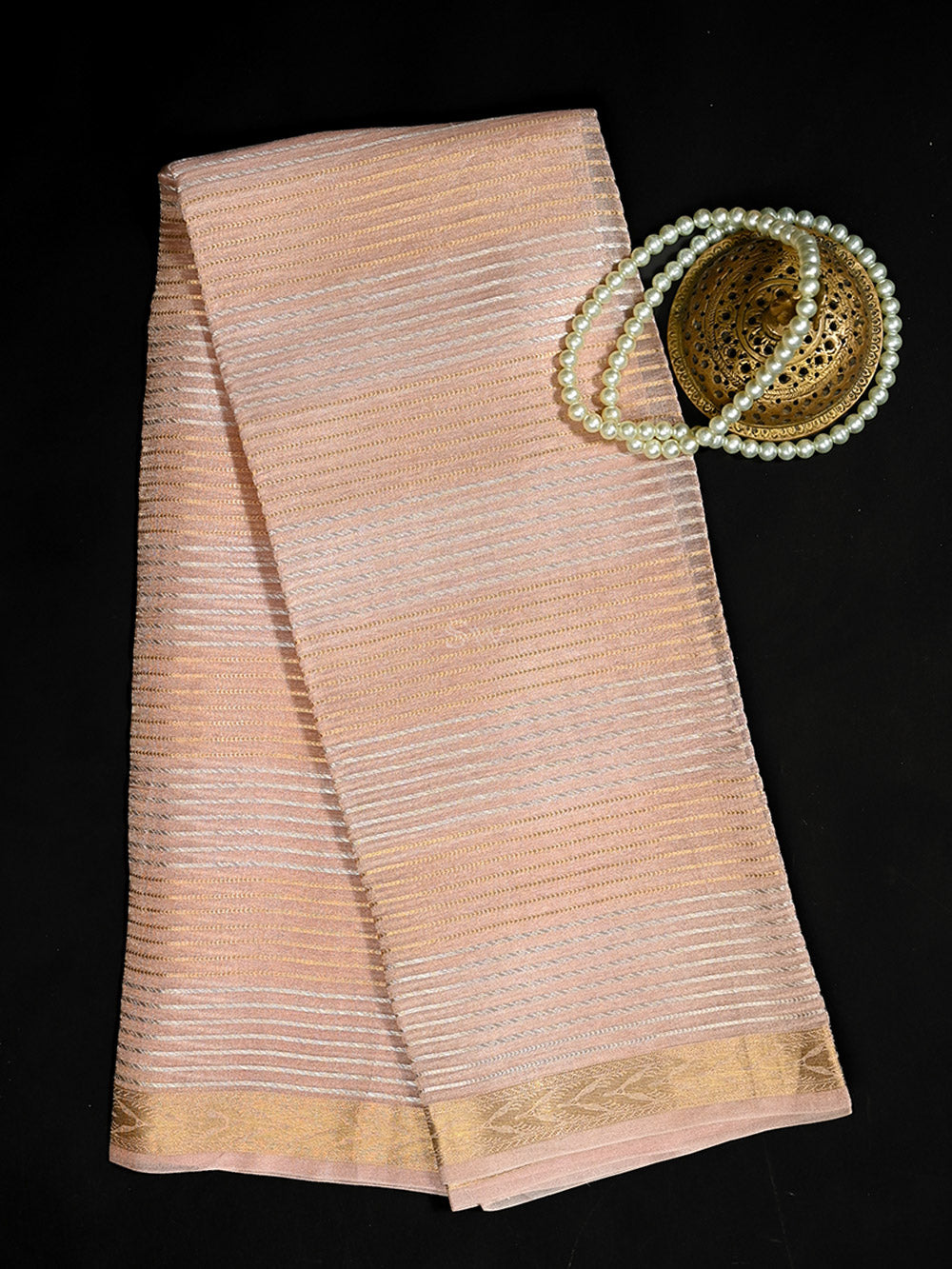 Pink Tissue Brocade Handloom Banarasi Dupatta