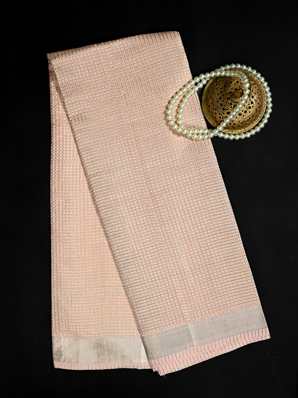Pastel Pink Brocade Tissue Handloom Banarasi Dupatta - Sacred Weaves