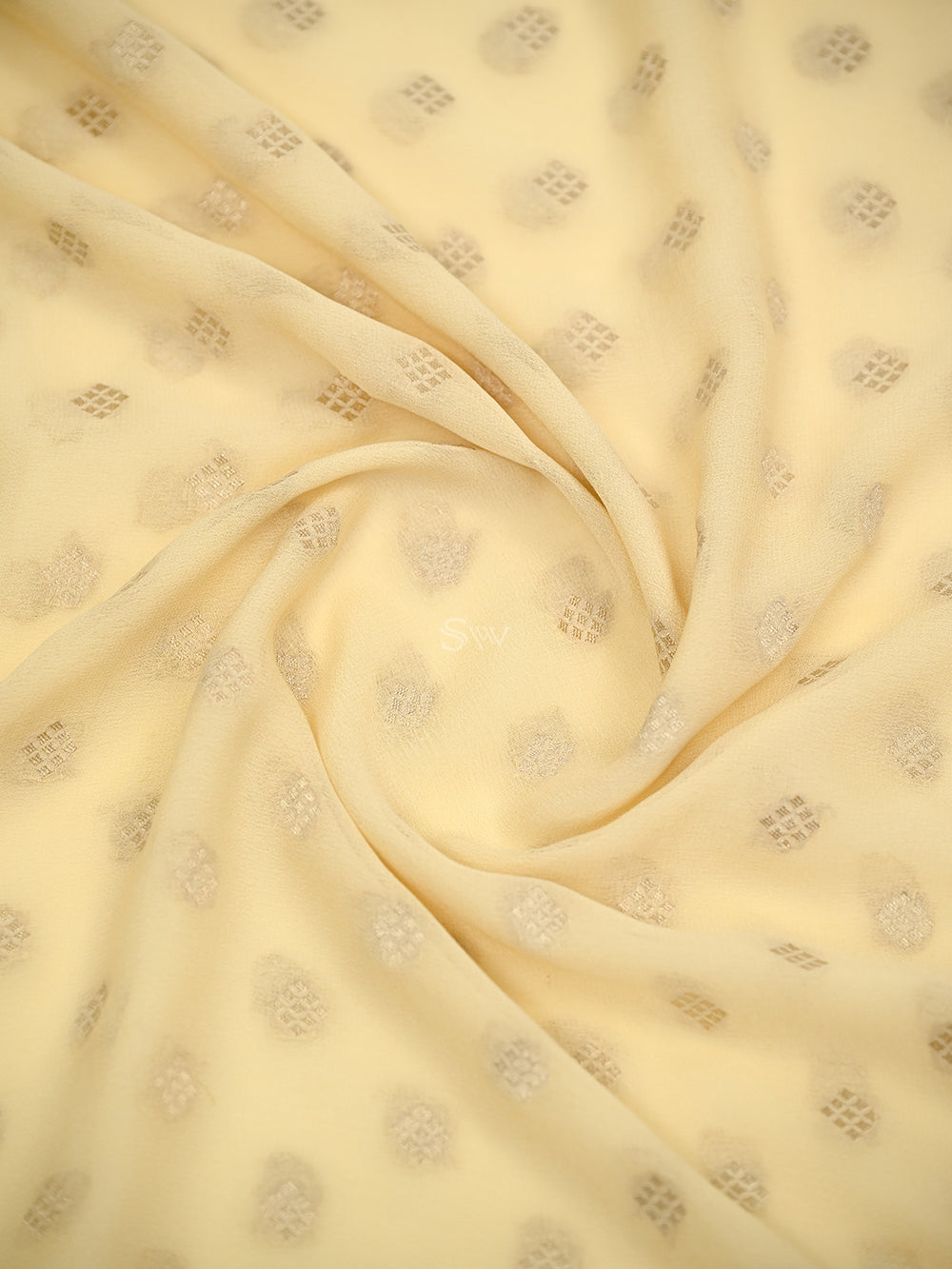 Cream Konia Khaddi Georgette Handloom Banarasi Saree - Sacred Weaves