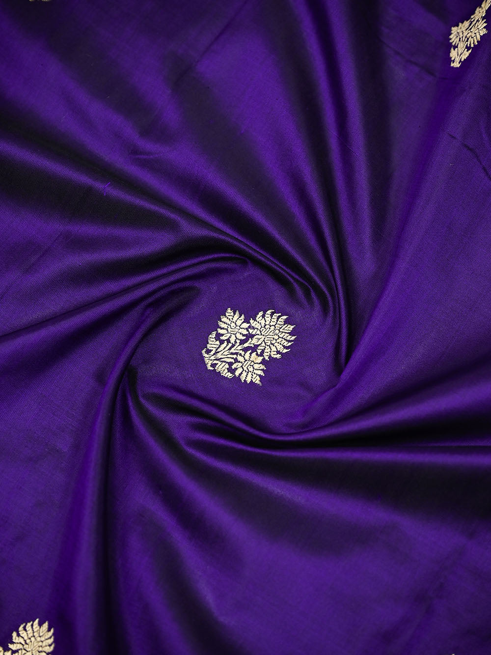 Dark Purple Floral Booti Katan Silk Handloom Banarasi Suit - Sacred Weaves