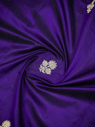 Dark Purple Floral Booti Katan Silk Handloom Banarasi Suit - Sacred Weaves