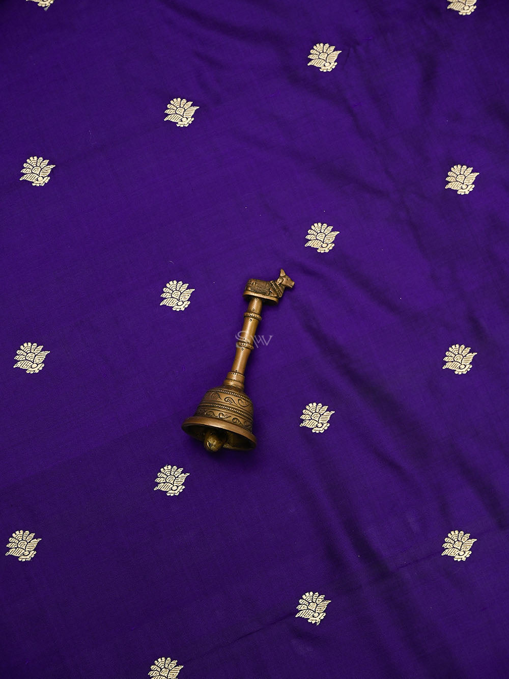 Dark Purple Floral Booti Katan Silk Handloom Banarasi Suit - Sacred Weaves