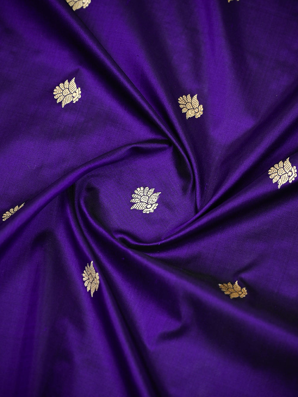 Dark Purple Floral Booti Katan Silk Handloom Banarasi Suit - Sacred Weaves