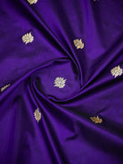 Dark Purple Floral Booti Katan Silk Handloom Banarasi Suit - Sacred Weaves