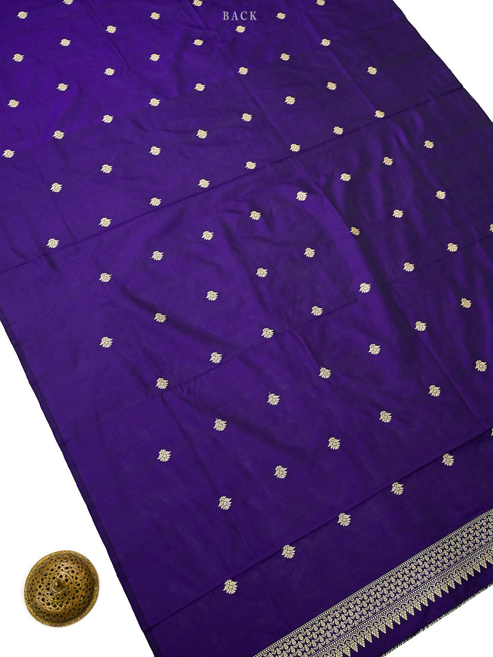 Dark Purple Floral Booti Katan Silk Handloom Banarasi Suit - Sacred Weaves