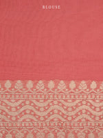 Peach Grey Rangkat Khaddi Georgette Handloom Banarasi Saree - Sacred Weaves