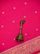 Pink Orange Floral Booti Katan Silk Handloom Banarasi Suit - Sacred Weaves