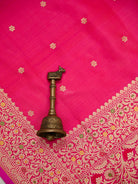 Pink Orange Floral Booti Katan Silk Handloom Banarasi Suit - Sacred Weaves