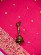 Pink Orange Floral Booti Katan Silk Handloom Banarasi Suit - Sacred Weaves