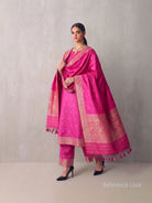 Magenta Floral Booti Katan Silk Handloom Banarasi Suit - Sacred Weaves