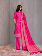 Magenta Floral Booti Katan Silk Handloom Banarasi Suit - Sacred Weaves