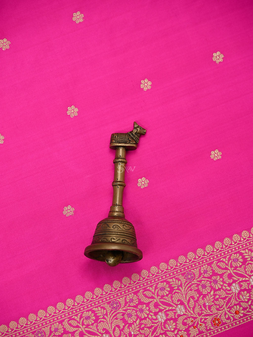 Magenta Floral Booti Katan Silk Handloom Banarasi Suit - Sacred Weaves